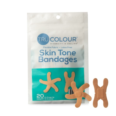 Waterproof Adhesive Strip Tru-Colour® Assorted Sizes Fabric Knuckle / Fingertip Beige Sterile