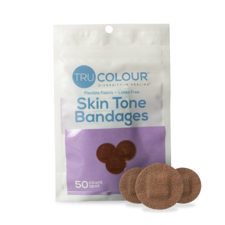Waterproof Adhesive Strip Tru-Colour® Fabric Spot s/b Round Dark Brown Sterile