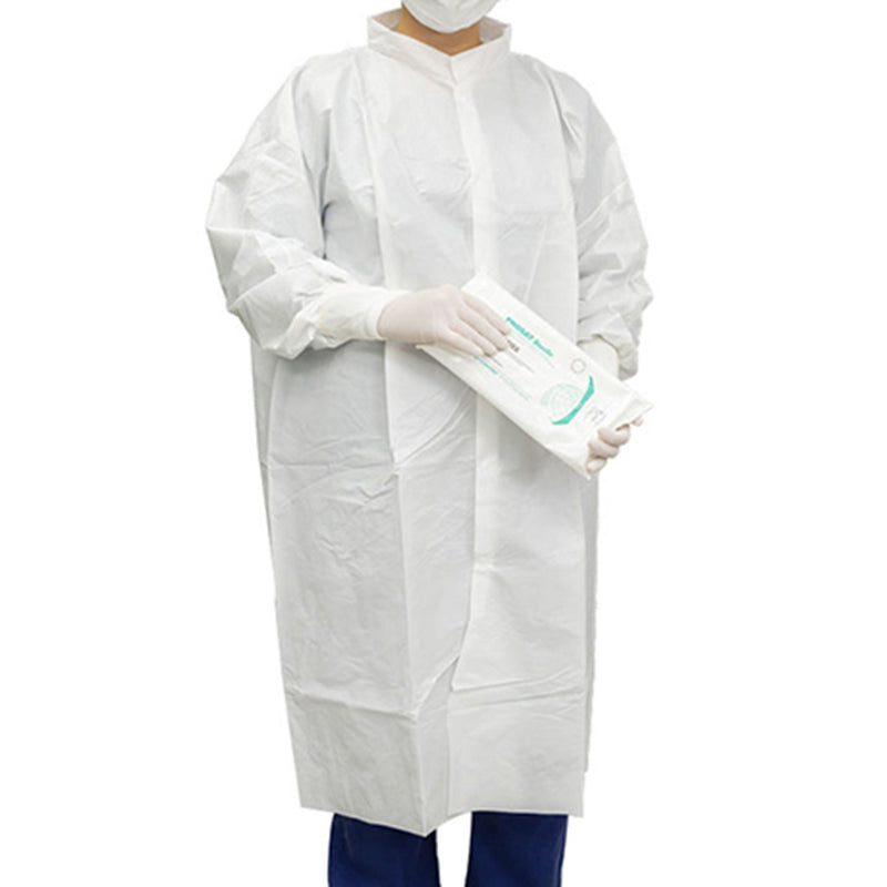 Cleanroom Lab Coat Contec® CritiGear™ White 4X-Large Knee Length Microporous Fabric Disposable