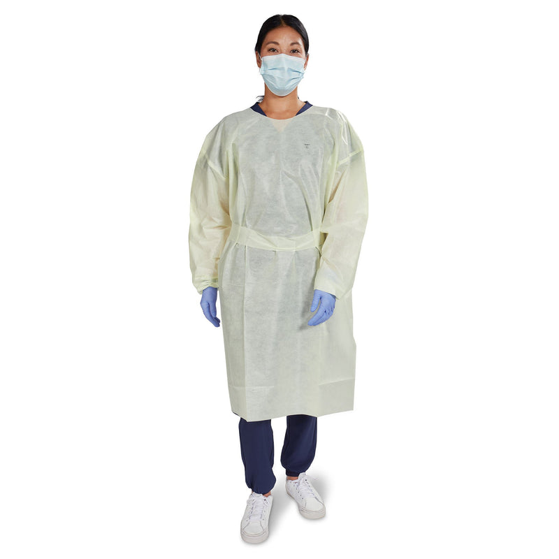 McKesson AAMI Level 2 Isolation Gown, Tape Tab Neck Style, Extra Large, Yellow
