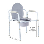McKesson Folding, Fixed Arm, Steel Commode Chair, 17 – 23 Inch