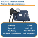 McKesson Premium Pocket Aneroid Sphygmomanometer, Dark Blue