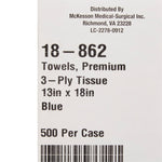 McKesson Nonsterile Blue Procedure Towel, 13 x 18 Inch