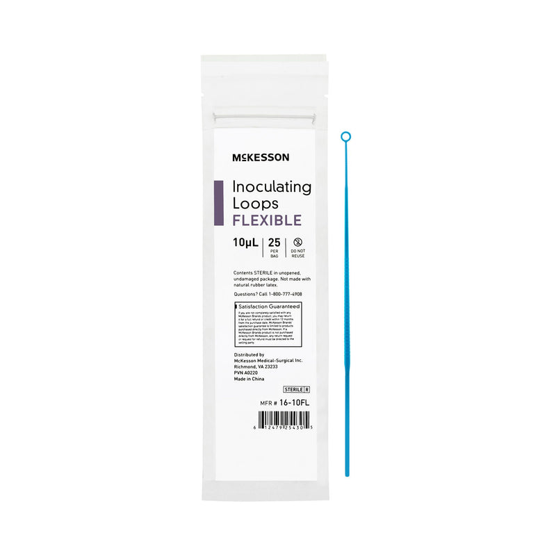 McKesson Inoculating Loop, Light Blue, 10 µL, 20 cm Length