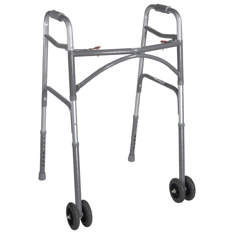 McKesson Bariatric Folding Walker w/ Wheels, Height Adjusts from 32 to 39 Inches