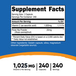 Dietary Supplement nutricost® Vitamin C with Rose Hips Vitamin C / Rose Hips 1,000 mg - 25 mg Strength Capsule 240 Per Bottle