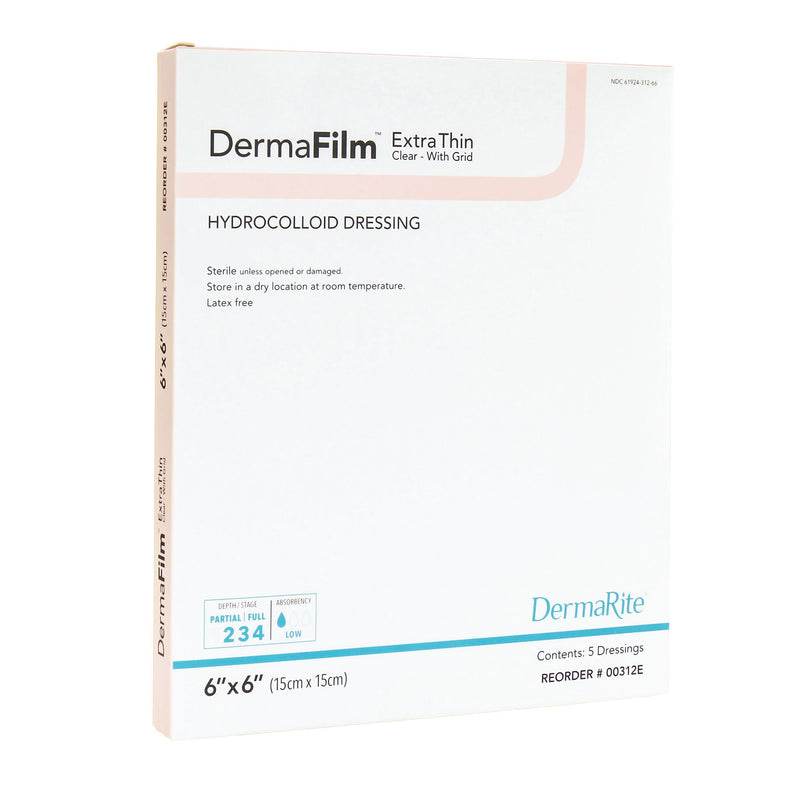 DermaFilm® Thin with Border Hydrocolloid Dressing, 6 x 6 Inch