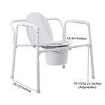 McKesson Fixed Arm Steel Folding Commode Chair, 15.5 – 22 Inch