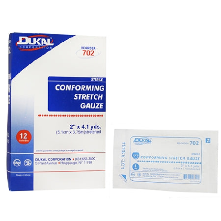 Conforming Bandage Dukal™ 2 Inch X 4-1/10 Yard 1 per Pack Sterile 1-Ply Roll Shape
