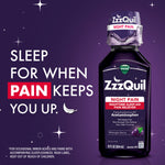 ZzzQuil Night Pain Nighttime Sleep-Aid Pain Reliever Liquid, Midnight Berry