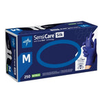 Exam Glove SensiCare® Silk Medium 250 per Box NonSterile Nitrile Standard Cuff Length Textured Fingertips Dark Blue Chemo Tested