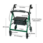 McKesson Folding Aluminum Four-Wheel Rollator, Green