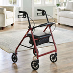 McKesson Folding Aluminum Four-Wheel Rollator, Red