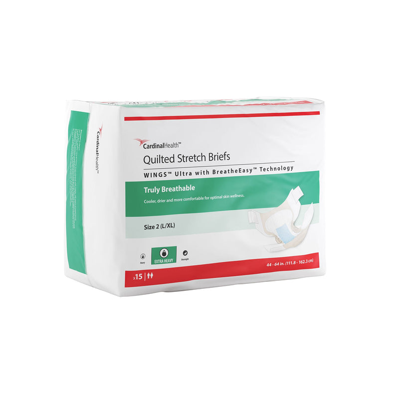 Incontinence Brief Wings™ Ultra Size 2 Unisex Disposable Heavy Absorbency