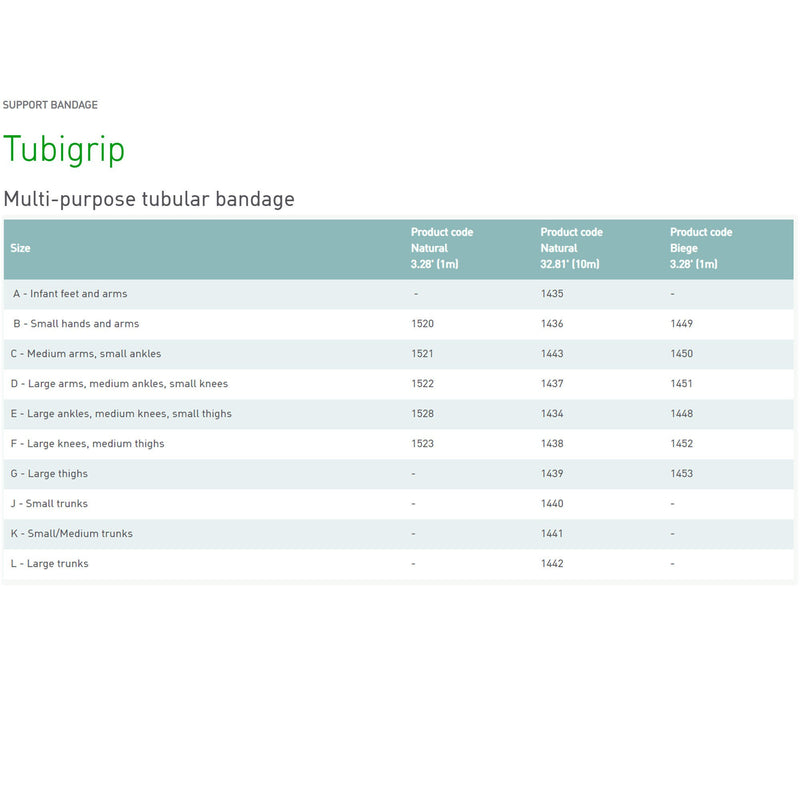 Tubigrip® Pull On Elastic Tubular Support Bandage, 1 Meter, Size D