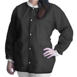 Lab Jacket FitMe™ Black 2X-Large Hip Length 3-Layer SMS Disposable
