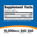 Dietary Supplement nutricost® Biotin 10 mg Strength Capsule 240 Per Bottle