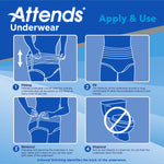 Attends® Care Adult Absorbent Underwear, Heavy Absorbency, Large, White