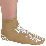 Pillow Paws® Ankle High Double Imprint Terries™ Slipper Socks, Extra Large, Light Brown