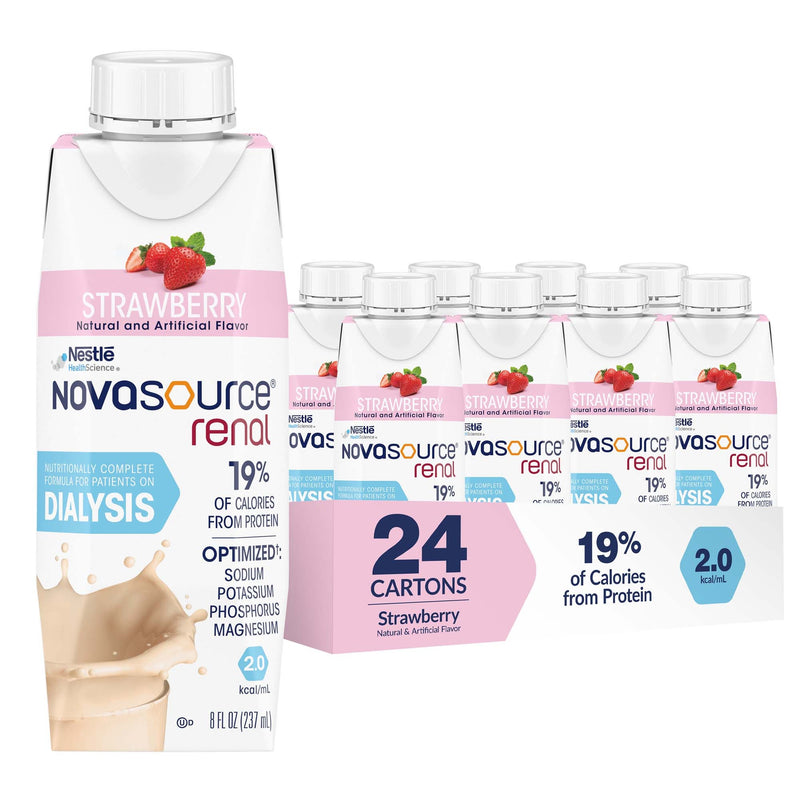 Novasource® Renal Strawberry Formula for Patients on Dialysis, 8-ounce Carton