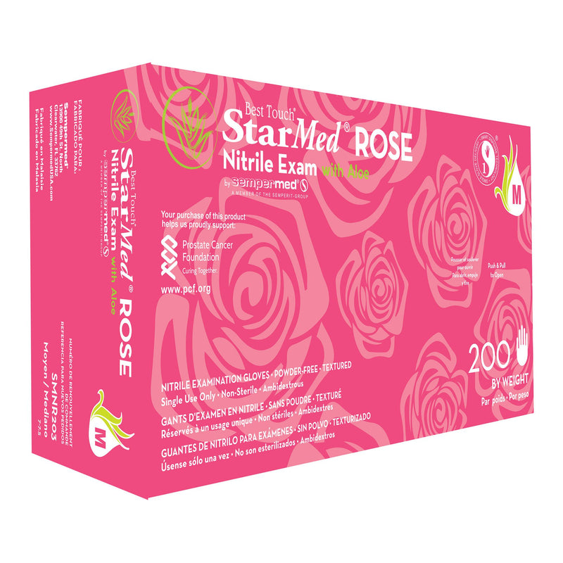 StarMed® Rose Nitrile Exam Glove, Medium, Pink