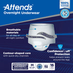 Attends® Overnight Underwear with Extended Wear Protection, Medium