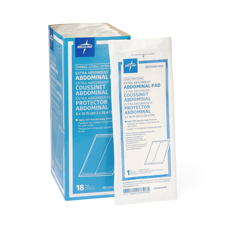 Medline Sterile Abdominal Pad, 8 x 10 Inch