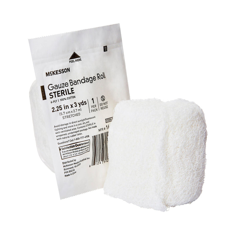 McKesson Sterile Fluff Bandage Roll, 2-1/4 Inch x 3 Yard, Six-Ply