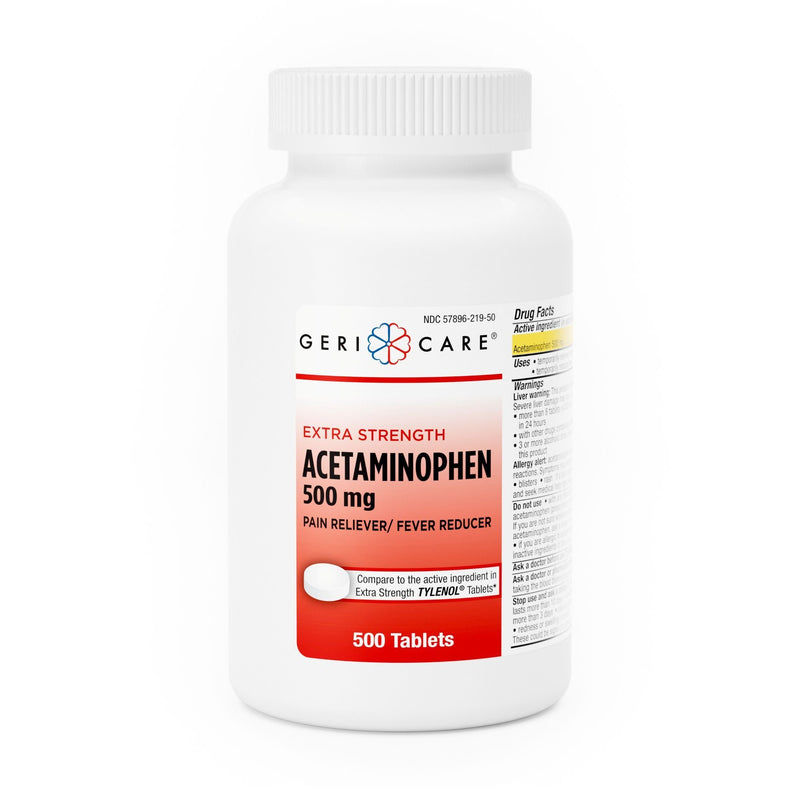 Pain Relief Geri-Care® 500 mg Strength Acetaminophen Tablet 500 per Bottle