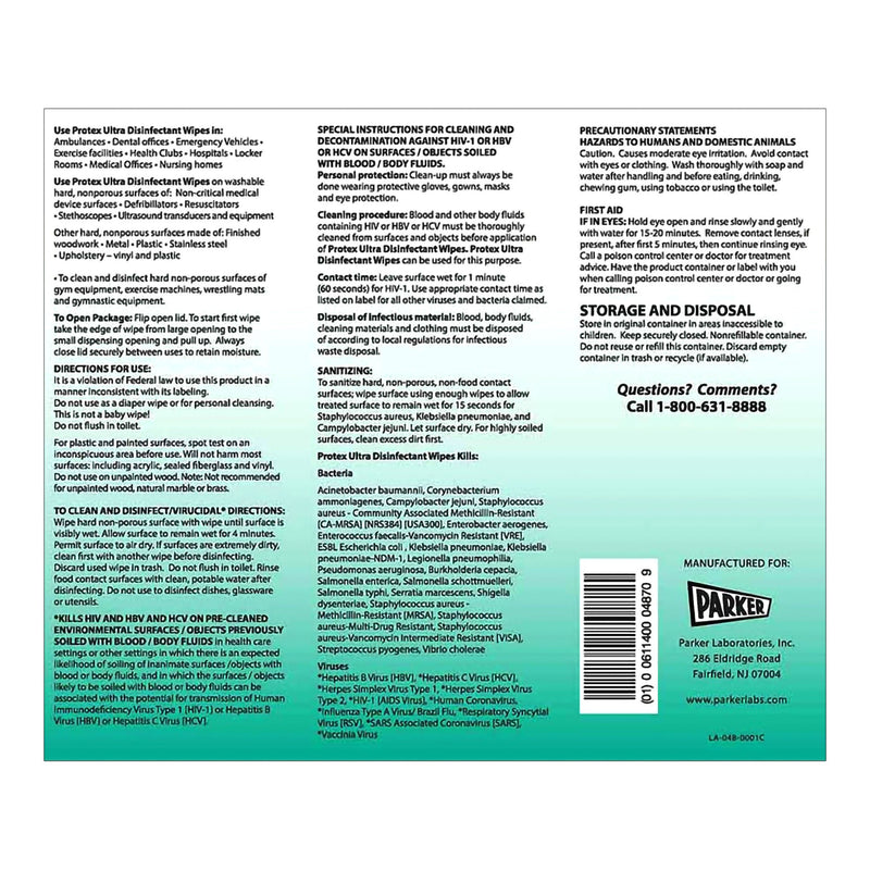 Protex® Ultra Disinfectant Wipes, Premoistened Broad Spectrum