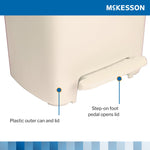 McKesson Waste Can with Step-On Pedal, Plastic, Beige, 15.16 x 14.37 x 18.9 Inch