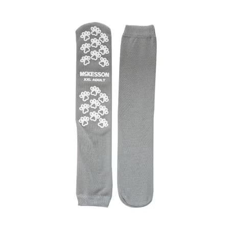 Slipper Socks McKesson Terries™ 2X-Large Gray Above the Ankle