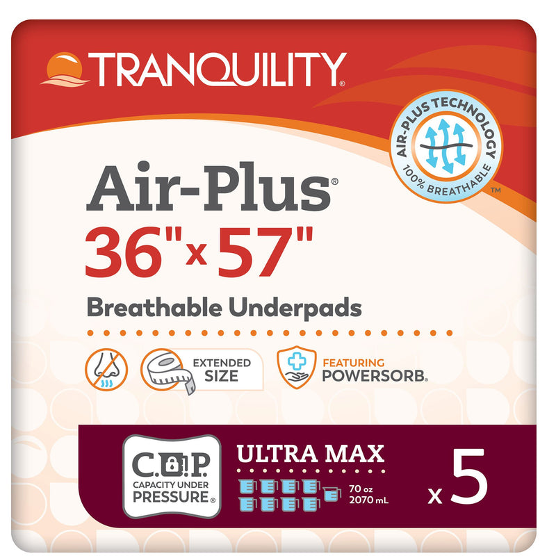 Disposable Underpad Tranquility® Air-Plus™ Repositioning 36 X 57 Inch Powersorb® Material Heavy Absorbency