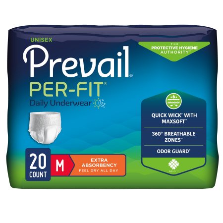 Unisex Adult Absorbent Underwear Prevail® Per-Fit® Pull On with Tear Away Seams 2X-Large Disposable Heavy Absorbency