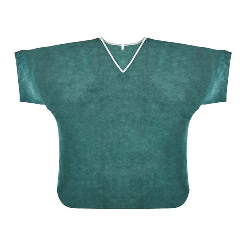 Patient Scrub Shirt Simply Soft Small Green / White Without Pockets Short Sleeve Unisex