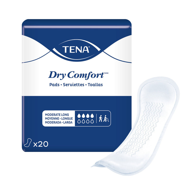 Bladder Control Pad TENA® Dry Comfort™ 12 Inch Length Moderate Absorbency Super Absorbent Core One Size Fits Most