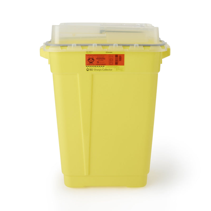 Chemotherapy Waste Container BD™ Yellow Base 26-1/4 H X 20 W X 14-3/4 D Inch Vertical Entry 19 gal.