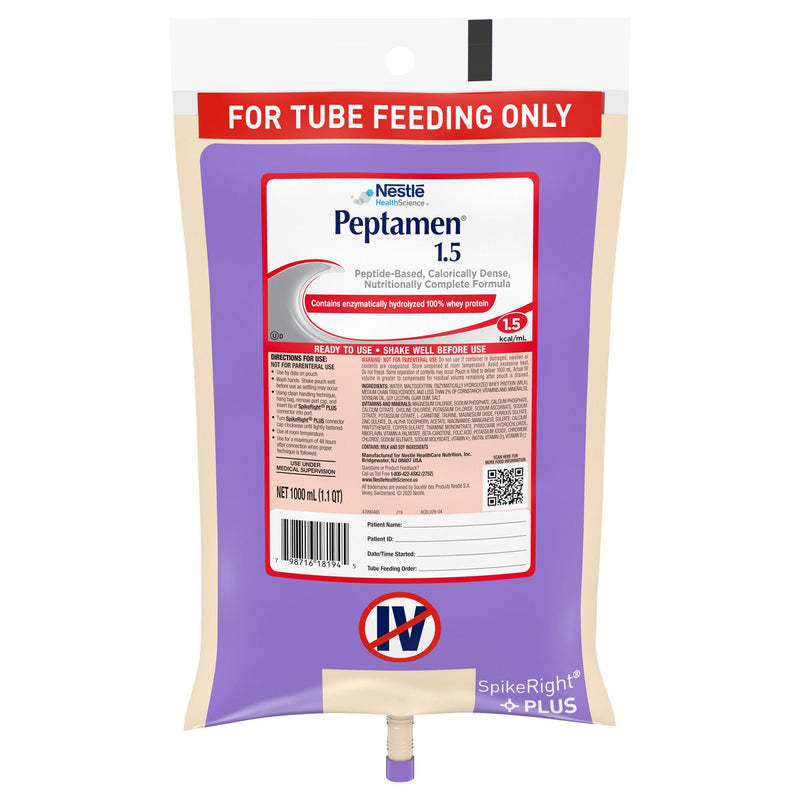Peptamen® 1.5 Peptide-Based Nutritionally Complete Formula, 1 Liter Bag
