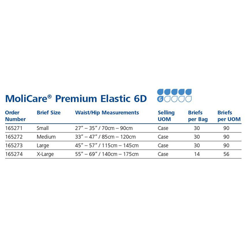 MoliCare® Premium Elastic 6 Drop Absorbency Incontinence Briefs, Extra Large