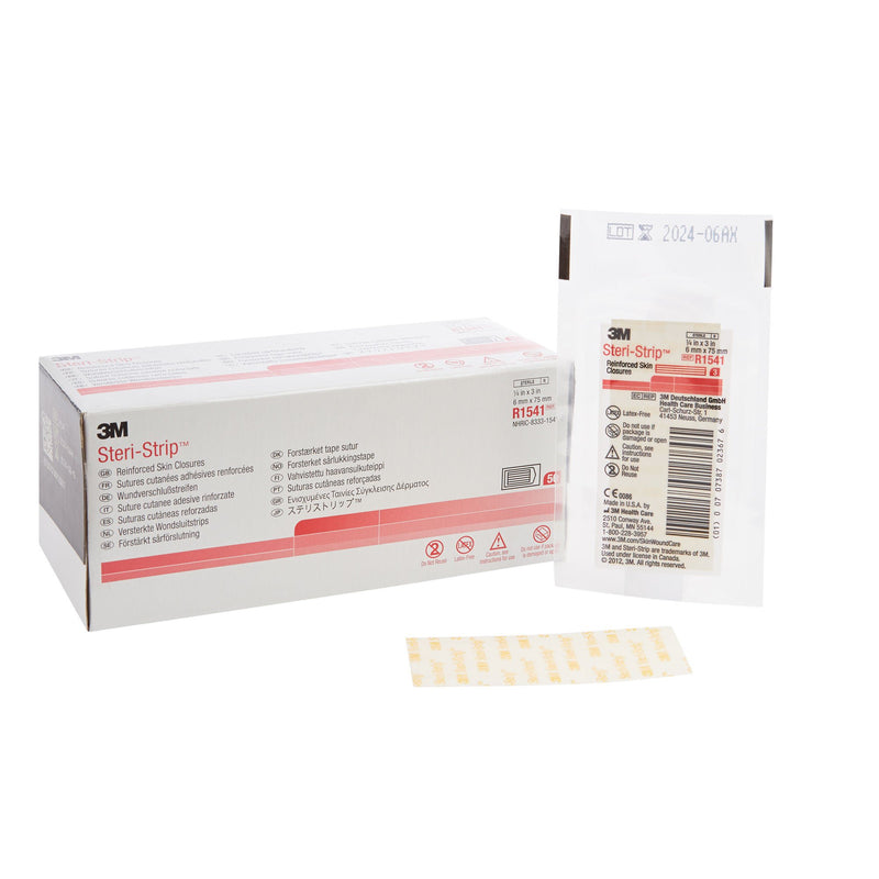 3M Steri-Strip Skin Closure Strips, 1/4 inch x 3 Inch, Reinforced Strip, White
