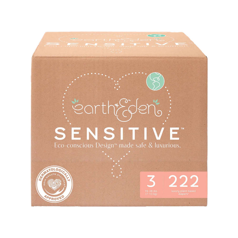 Earth & Eden Sensitive Baby Diapers, Size 3 for Babies Weighing 16 – 28 lbs.