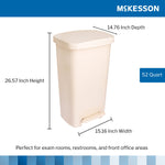 McKesson Waste Can with Step-On Pedal, Beige, 15.16 x 14.76 x 26.57 Inch