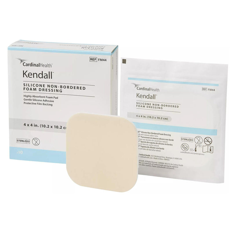 Foam Dressing Cardinal Health™ 4 X 4 Inch Without Border Film Backing Silicone Face Square Sterile