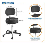 McKesson Pneumatic Exam Stool, Black, with Backrest