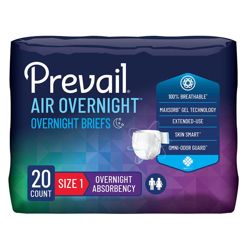 Prevail Air™ Overnight Briefs Overnight Absorbency, Size 1