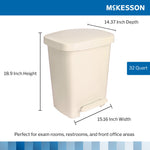 McKesson Waste Can with Step-On Pedal, Plastic, Beige, 15.16 x 14.37 x 18.9 Inch