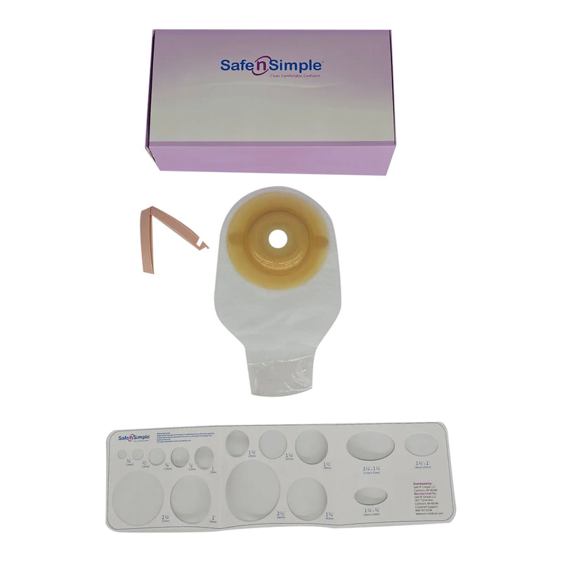 Ostomy Pouch Safe n Simple™ Extended Wear One-Piece System 12 Inch Length Convex, Pre-Cut Opaque 1 Inch Stoma Drainable