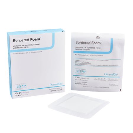 Foam Dressing BorderedFoam® 6 X 6 Inch With Border Waterproof Backing Nonacrylic Adhesive Square Sterile