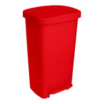 McKesson Waste Can with Step-On Pedal, Plastic, Red, 15.16 x 14.76 x 26.57 Inch