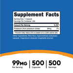 Dietary Supplement nutricost® Potassium Citrate 99 mg Strength Capsule 500 Per Bottle